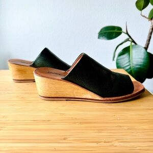 Rachel Comey Lyell Wedge Sandal in Olive Lizard Print Leather